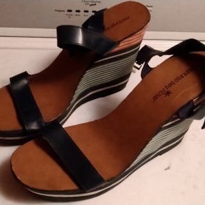 Montego Bay Multicolor Ankle Strap Wedge Platforms SIze 13m